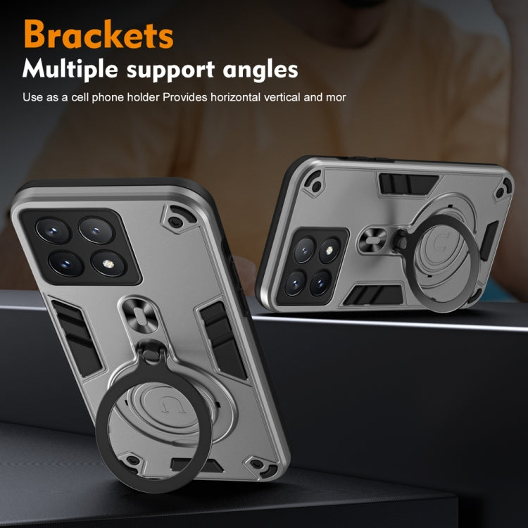 For Xiaomi Poco X6 Pro 5G Metal Ring 360 Degree Rotating Holder PC Hybrid TPU Phone Case
