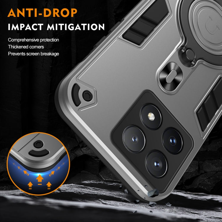 For Xiaomi Poco X6 Pro 5G Metal Ring 360 Degree Rotating Holder PC Hybrid TPU Phone Case