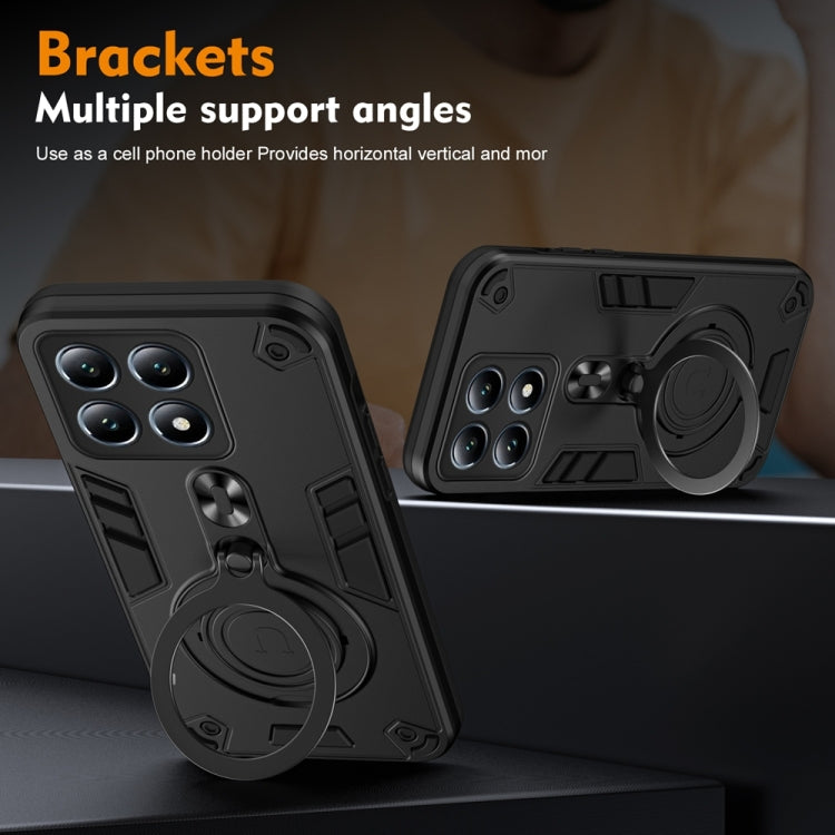 For Xiaomi 14T Pro Metal Ring 360 Degree Rotating Holder PC Hybrid TPU Phone Case