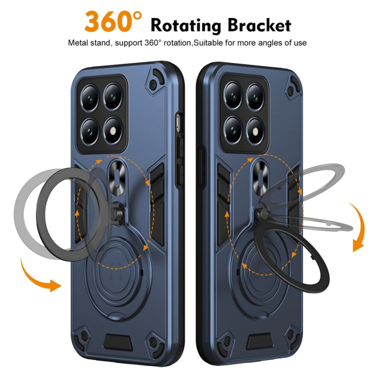 For Xiaomi 14T Pro Metal Ring 360 Degree Rotating Holder PC Hybrid TPU Phone Case