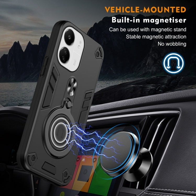 For Redmi 13C 4G / 5G Metal Ring 360 Degree Rotating Holder PC Hybrid TPU Phone Case
