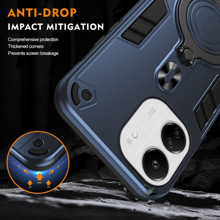 For Redmi 13C 4G / 5G Metal Ring 360 Degree Rotating Holder PC Hybrid TPU Phone Case