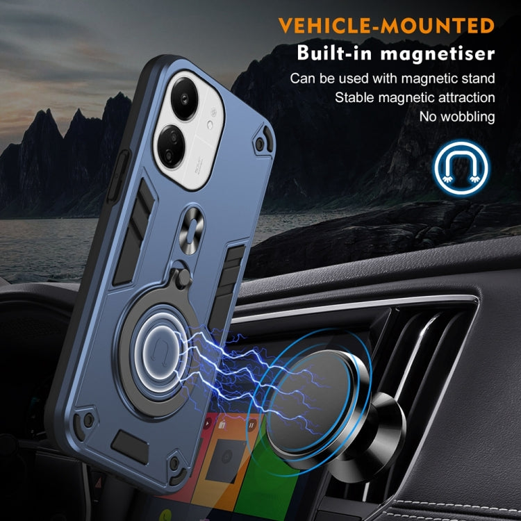 For Redmi 13C 4G / 5G Metal Ring 360 Degree Rotating Holder PC Hybrid TPU Phone Case