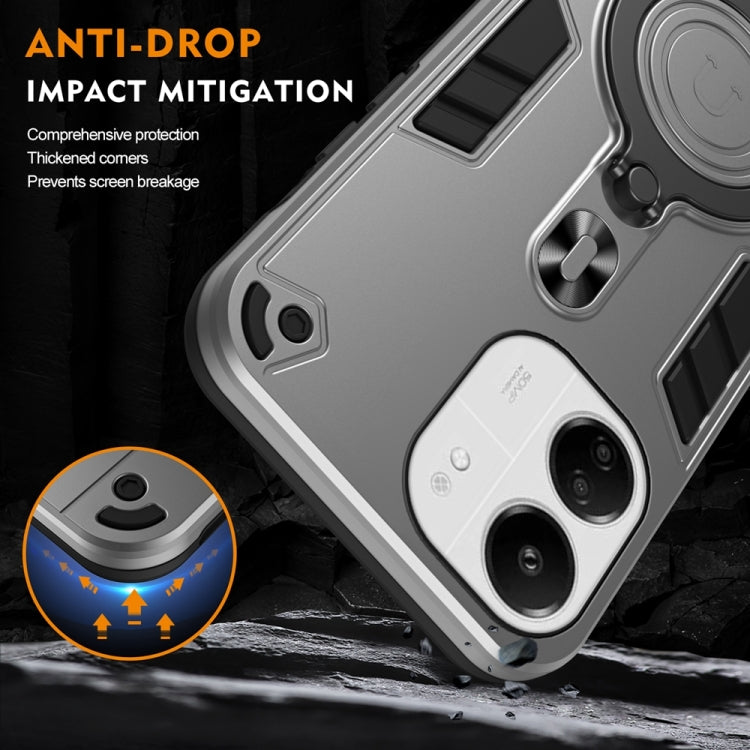 For Redmi 13C 4G / 5G Metal Ring 360 Degree Rotating Holder PC Hybrid TPU Phone Case
