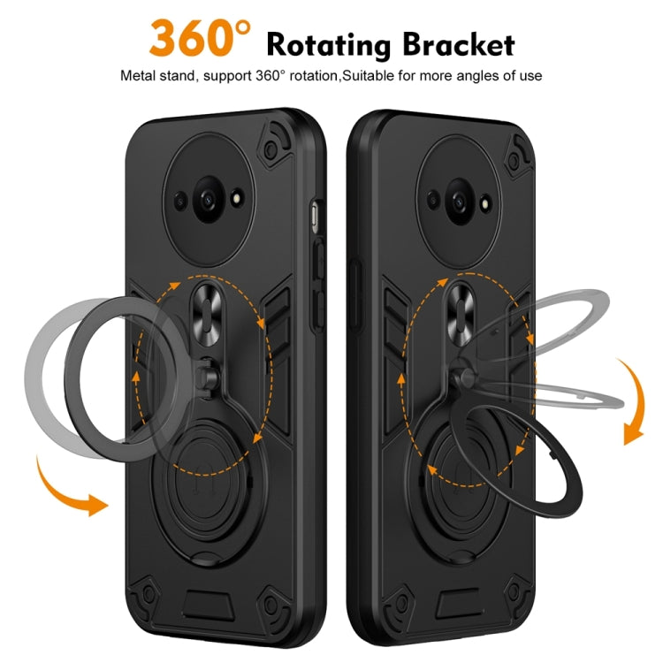 For Redmi A3 Metal Ring 360 Degree Rotating Holder PC Hybrid TPU Phone Case
