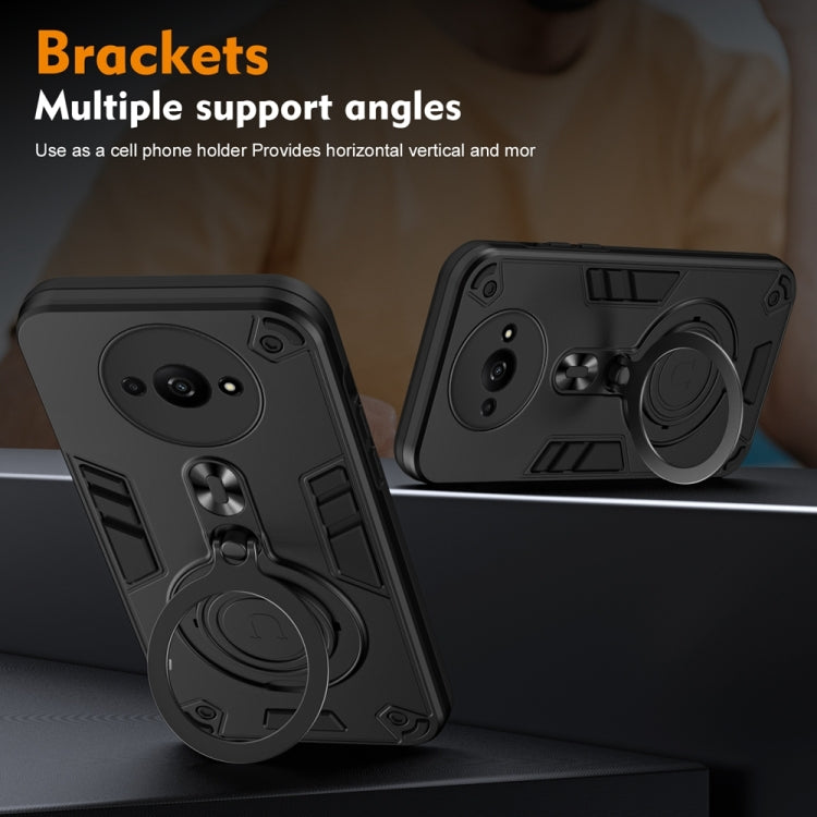 For Redmi A3 Metal Ring 360 Degree Rotating Holder PC Hybrid TPU Phone Case