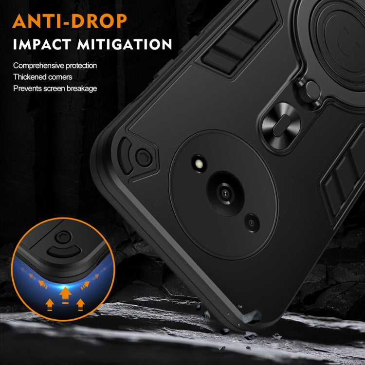 For Redmi A3 Metal Ring 360 Degree Rotating Holder PC Hybrid TPU Phone Case