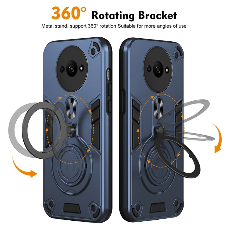 For Redmi A3 Metal Ring 360 Degree Rotating Holder PC Hybrid TPU Phone Case