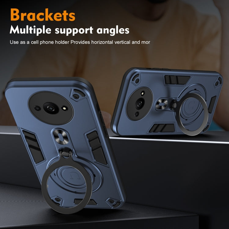 For Redmi A3 Metal Ring 360 Degree Rotating Holder PC Hybrid TPU Phone Case