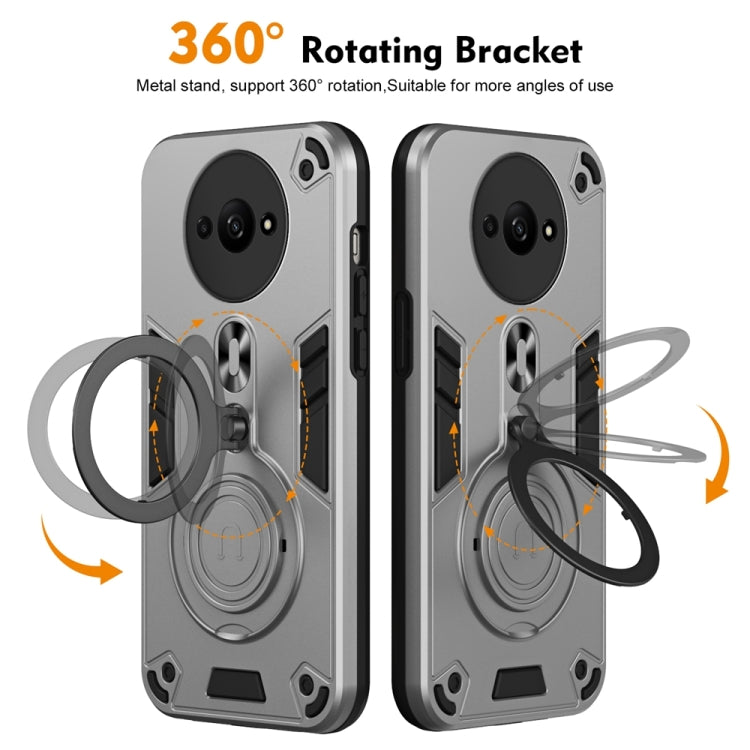 For Redmi A3 Metal Ring 360 Degree Rotating Holder PC Hybrid TPU Phone Case