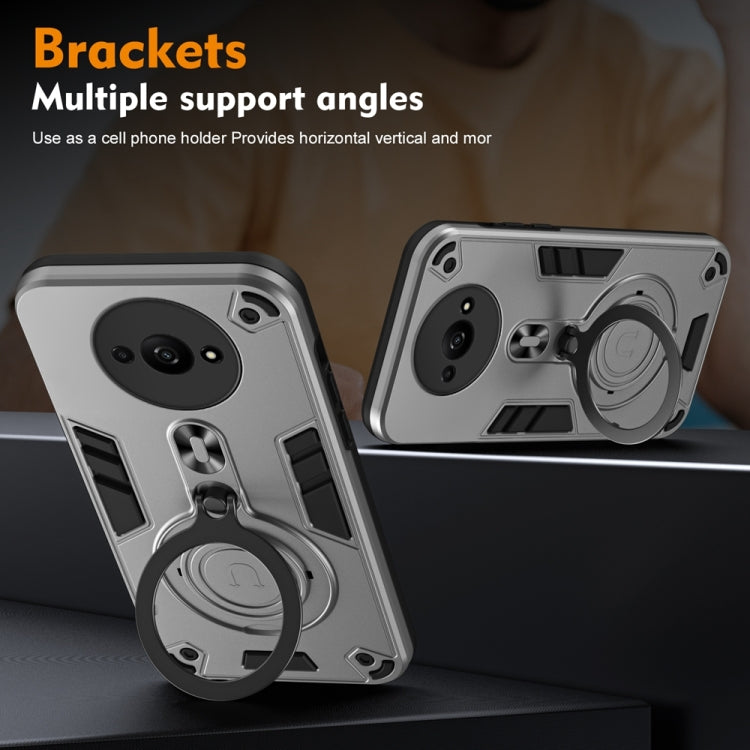 For Redmi A3 Metal Ring 360 Degree Rotating Holder PC Hybrid TPU Phone Case
