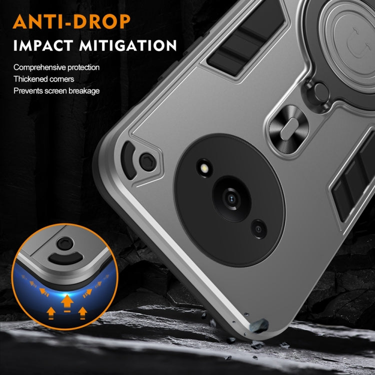 For Redmi A3 Metal Ring 360 Degree Rotating Holder PC Hybrid TPU Phone Case