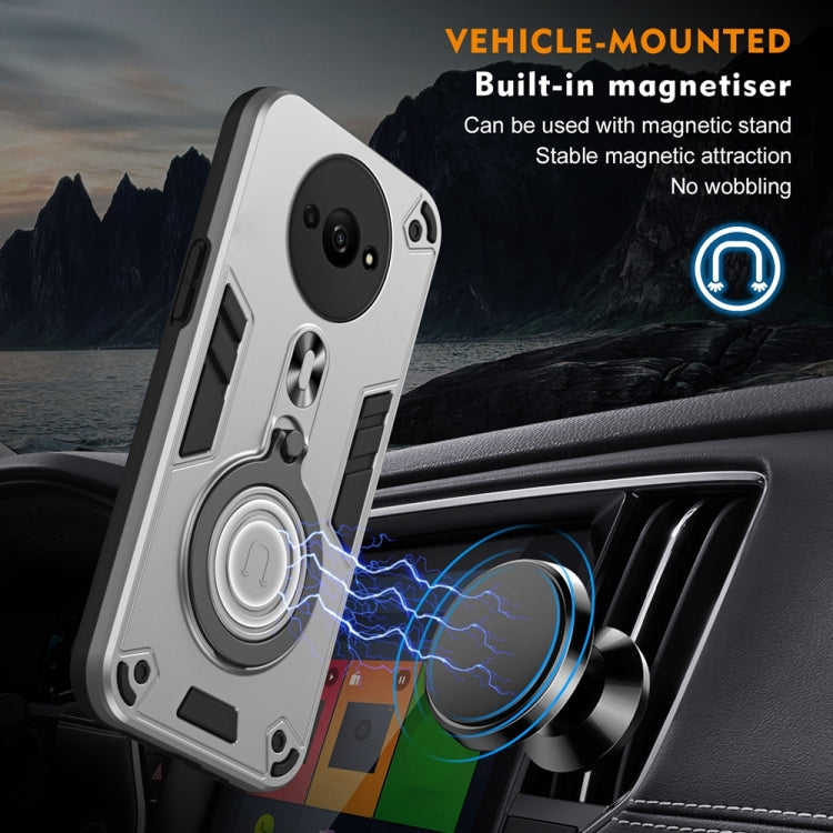 For Redmi A3 Metal Ring 360 Degree Rotating Holder PC Hybrid TPU Phone Case
