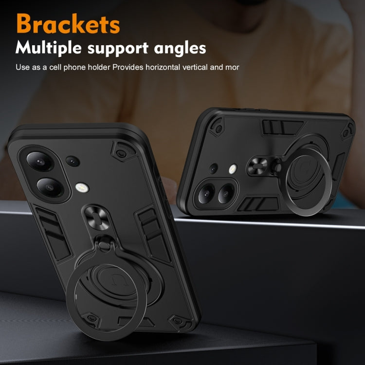 For Redmi Note 13 4G Global Metal Ring 360 Degree Rotating Holder PC Hybrid TPU Phone Case