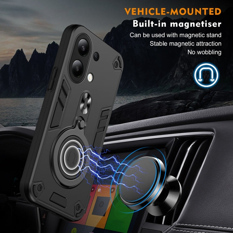 For Redmi Note 13 4G Global Metal Ring 360 Degree Rotating Holder PC Hybrid TPU Phone Case