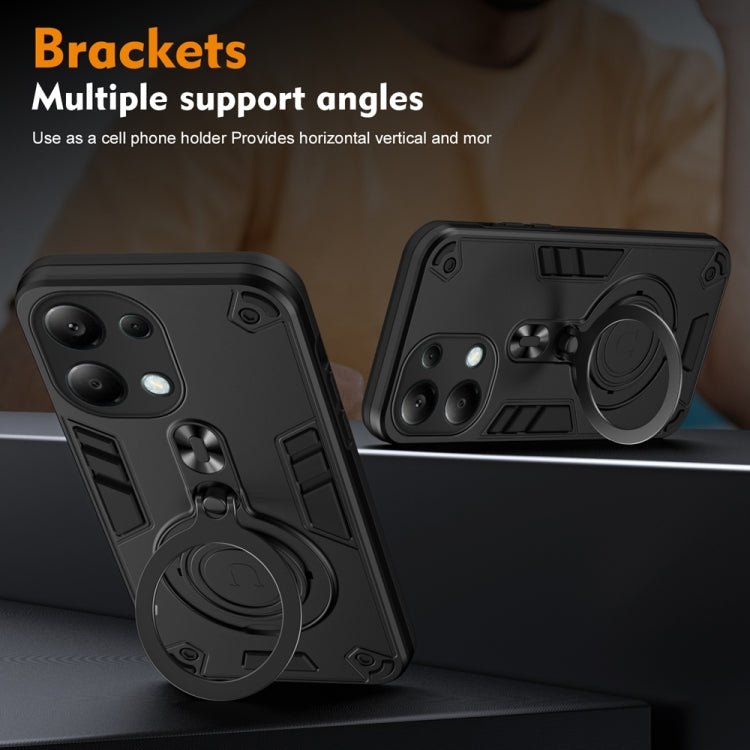 For Redmi Note 13 Pro 4G Global Metal Ring 360 Degree Rotating Holder PC Hybrid TPU Phone Case