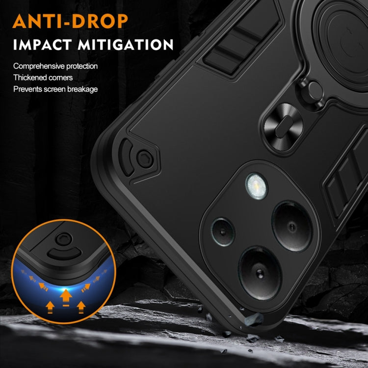 For Redmi Note 13 Pro 4G Global Metal Ring 360 Degree Rotating Holder PC Hybrid TPU Phone Case