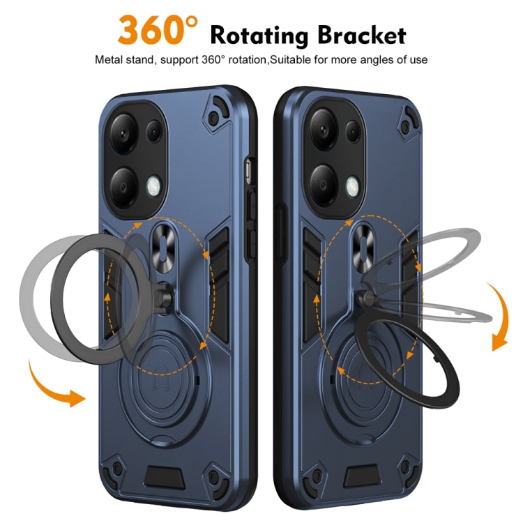 For Redmi Note 13 Pro 4G Global Metal Ring 360 Degree Rotating Holder PC Hybrid TPU Phone Case