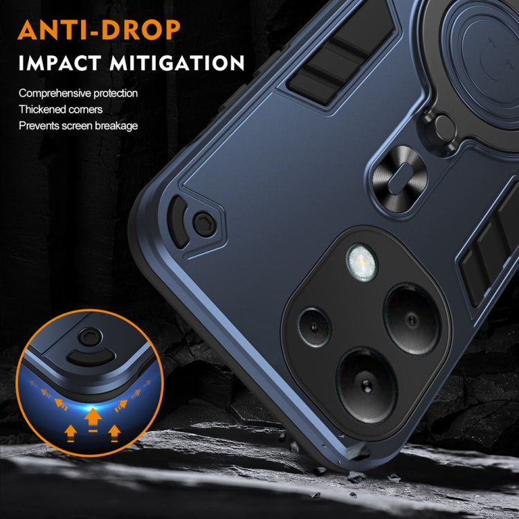 For Redmi Note 13 Pro 4G Global Metal Ring 360 Degree Rotating Holder PC Hybrid TPU Phone Case