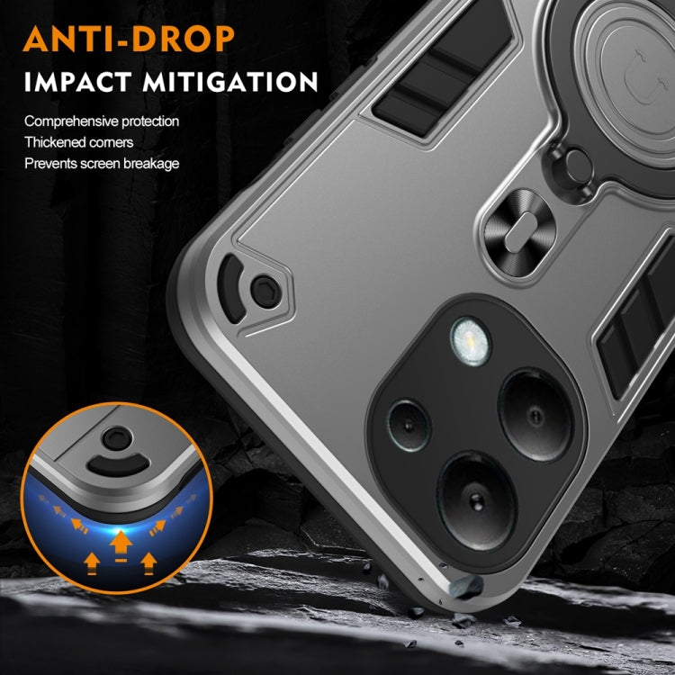 For Redmi Note 13 Pro 4G Global Metal Ring 360 Degree Rotating Holder PC Hybrid TPU Phone Case