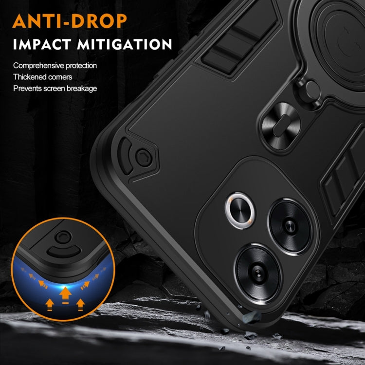 For Redmi Turbo 3 Metal Ring 360 Degree Rotating Holder PC Hybrid TPU Phone Case