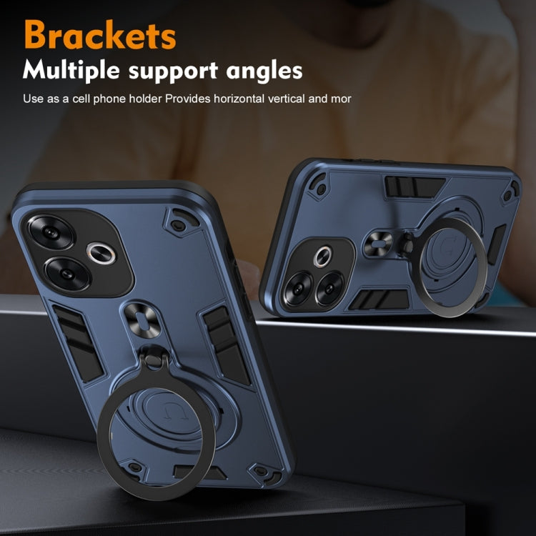 For Redmi Turbo 3 Metal Ring 360 Degree Rotating Holder PC Hybrid TPU Phone Case