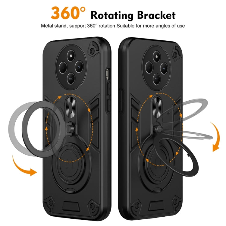 For Redmi 14C 4G Metal Ring 360 Degree Rotating Holder PC Hybrid TPU Phone Case