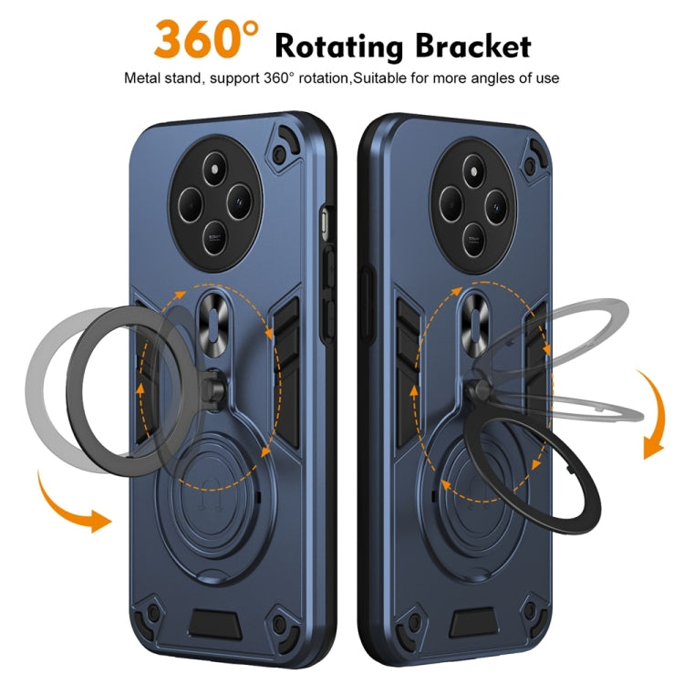 For Redmi 14C 4G Metal Ring 360 Degree Rotating Holder PC Hybrid TPU Phone Case