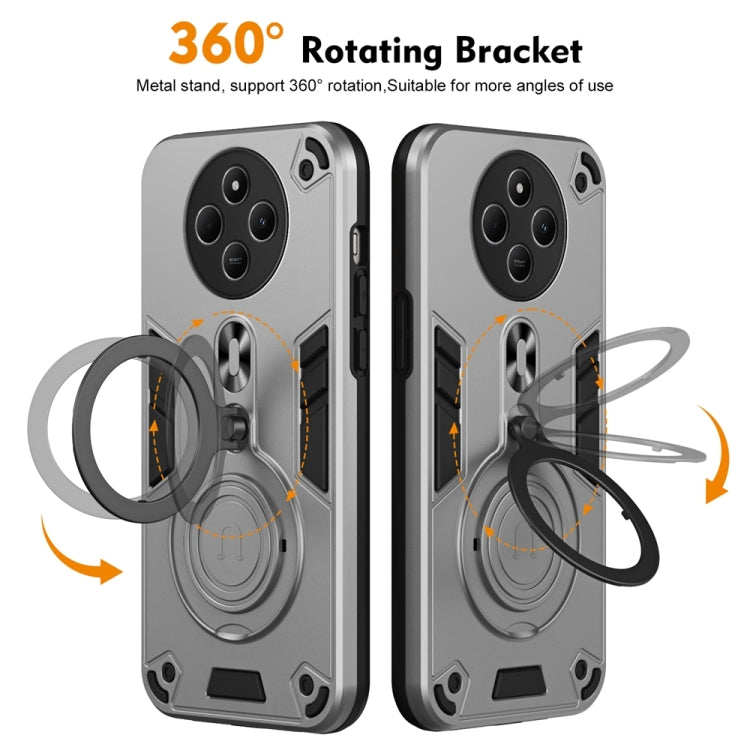 For Redmi 14C 4G Metal Ring 360 Degree Rotating Holder PC Hybrid TPU Phone Case