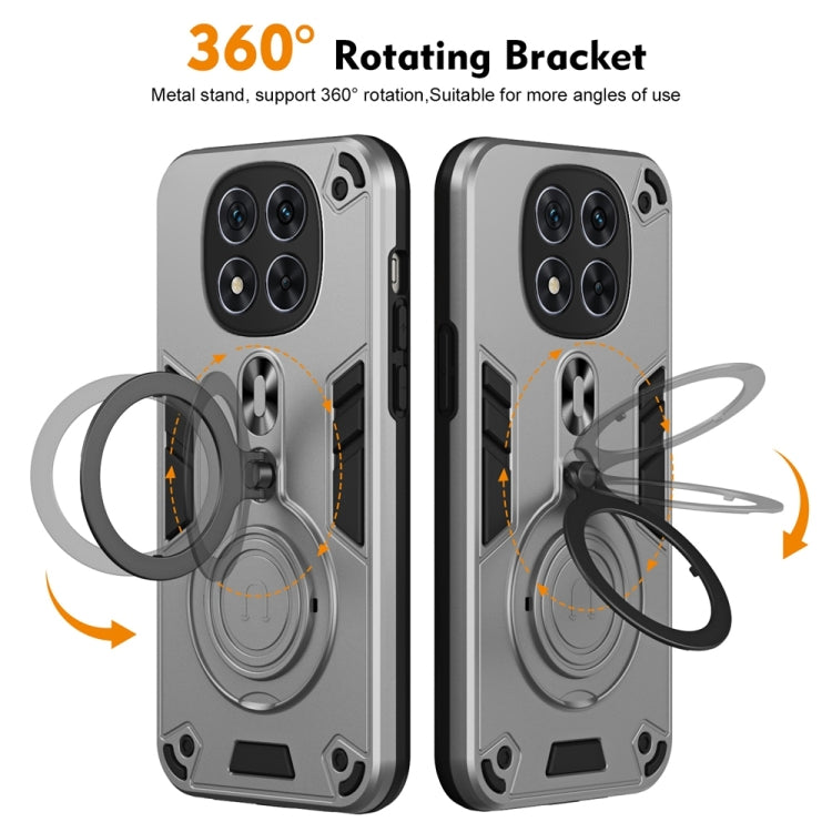 For Redmi Note 14 Pro 5G Metal Ring 360 Degree Rotating Holder PC Hybrid TPU Phone Case