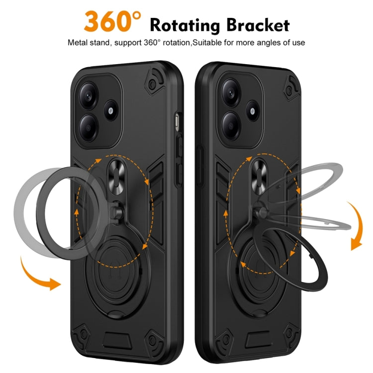 For Redmi Note 14 5G Metal Ring 360 Degree Rotating Holder PC Hybrid TPU Phone Case