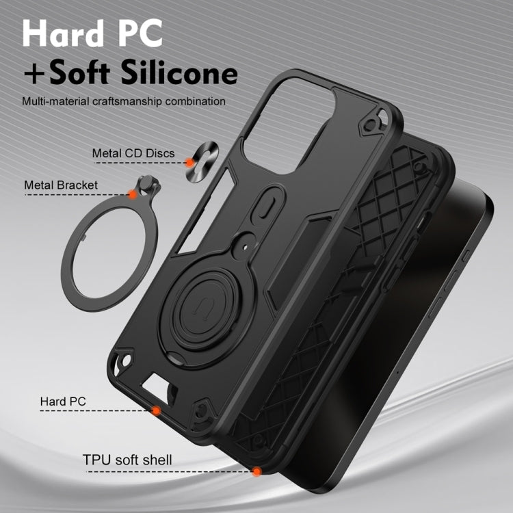 For Redmi Note 14 5G Metal Ring 360 Degree Rotating Holder PC Hybrid TPU Phone Case