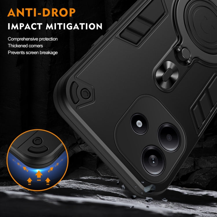 For Redmi Note 14 5G Metal Ring 360 Degree Rotating Holder PC Hybrid TPU Phone Case