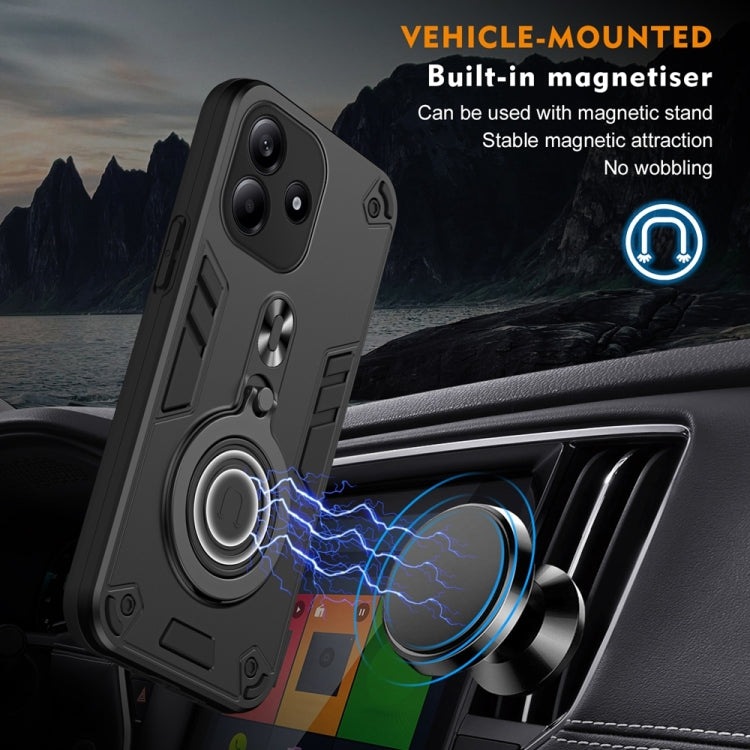 For Redmi Note 14 5G Metal Ring 360 Degree Rotating Holder PC Hybrid TPU Phone Case