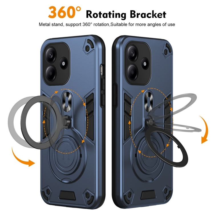 For Redmi Note 14 5G Metal Ring 360 Degree Rotating Holder PC Hybrid TPU Phone Case