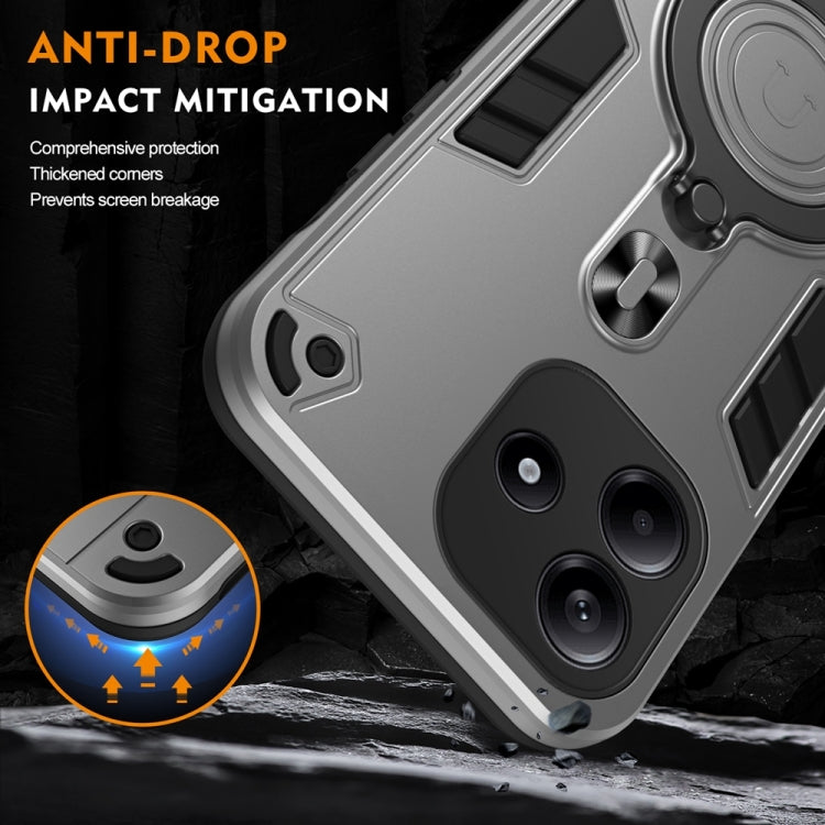 For Redmi Note 14 5G Metal Ring 360 Degree Rotating Holder PC Hybrid TPU Phone Case