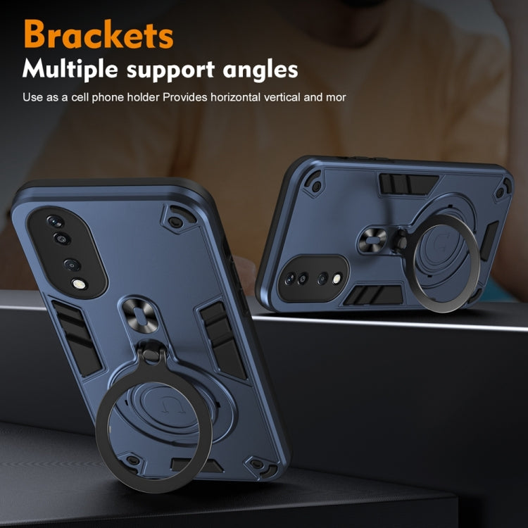 For Honor X7b Metal Ring 360 Degree Rotating Holder PC Hybrid TPU Phone Case