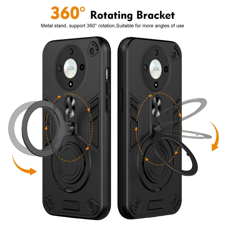 For Honor X9b / Magic6 Lite 5G Metal Ring 360 Degree Rotating Holder PC Hybrid TPU Phone Case