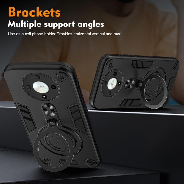 For Honor X9b / Magic6 Lite 5G Metal Ring 360 Degree Rotating Holder PC Hybrid TPU Phone Case