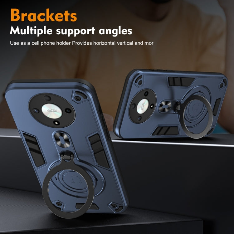 For Honor X9b / Magic6 Lite 5G Metal Ring 360 Degree Rotating Holder PC Hybrid TPU Phone Case