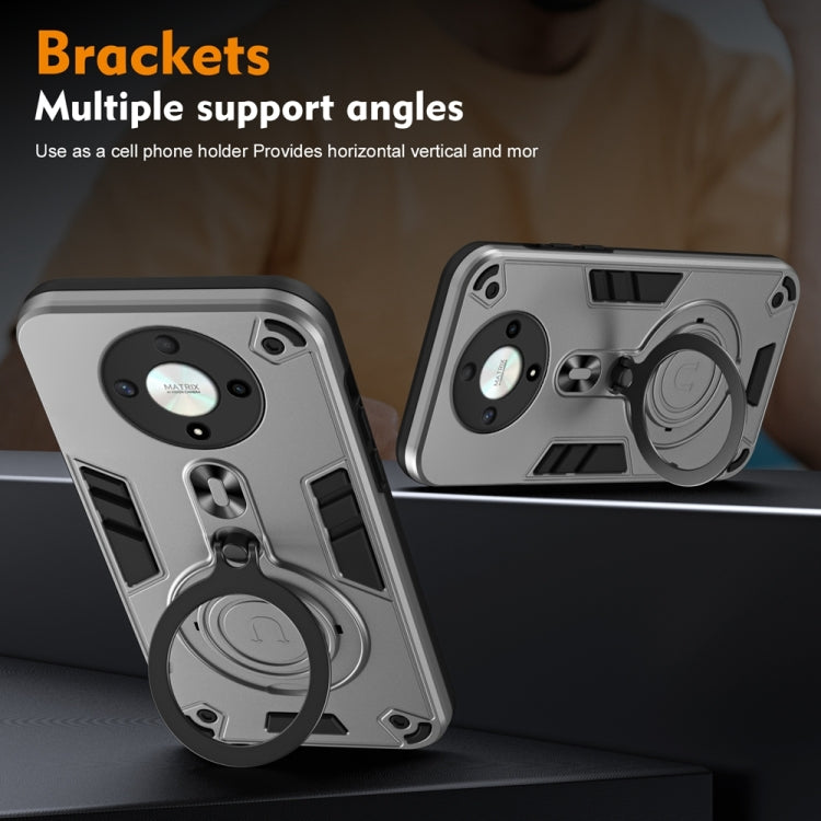 For Honor X9b / Magic6 Lite 5G Metal Ring 360 Degree Rotating Holder PC Hybrid TPU Phone Case