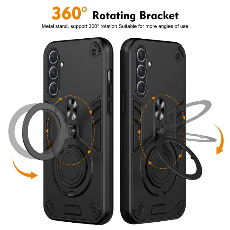 For Samsung Galaxy A55 5G Metal Ring 360 Degree Rotating Holder PC Hybrid TPU Phone Case