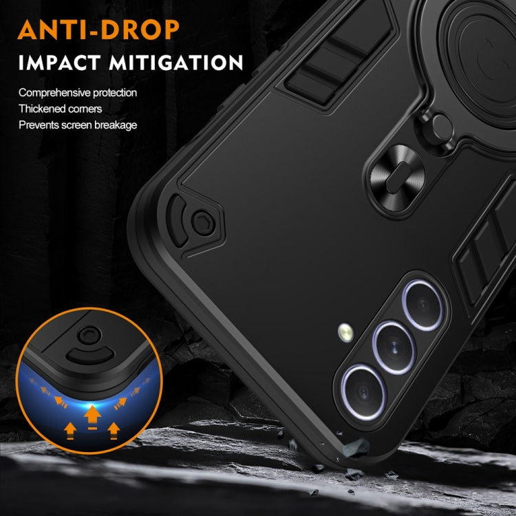 For Samsung Galaxy A55 5G Metal Ring 360 Degree Rotating Holder PC Hybrid TPU Phone Case