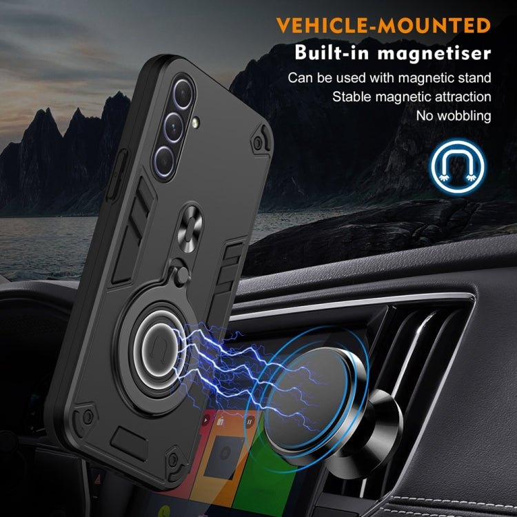 For Samsung Galaxy A55 5G Metal Ring 360 Degree Rotating Holder PC Hybrid TPU Phone Case
