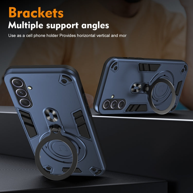 For Samsung Galaxy A55 5G Metal Ring 360 Degree Rotating Holder PC Hybrid TPU Phone Case