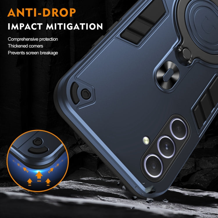 For Samsung Galaxy A55 5G Metal Ring 360 Degree Rotating Holder PC Hybrid TPU Phone Case