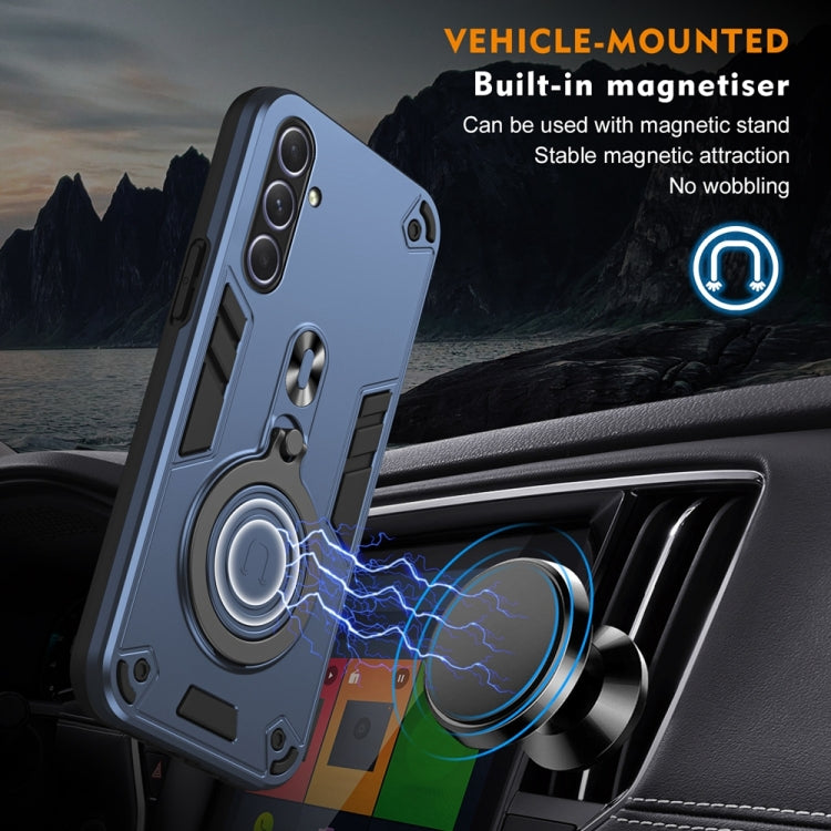 For Samsung Galaxy A55 5G Metal Ring 360 Degree Rotating Holder PC Hybrid TPU Phone Case