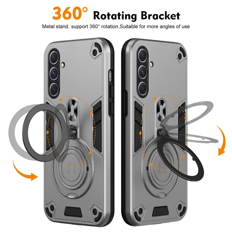 For Samsung Galaxy A55 5G Metal Ring 360 Degree Rotating Holder PC Hybrid TPU Phone Case
