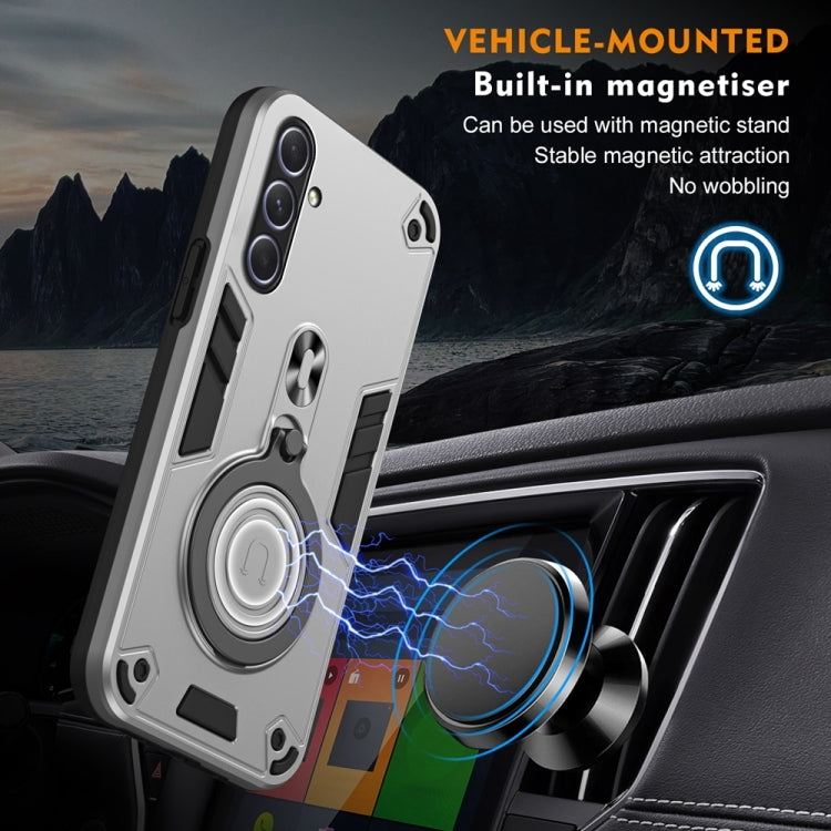 For Samsung Galaxy A55 5G Metal Ring 360 Degree Rotating Holder PC Hybrid TPU Phone Case