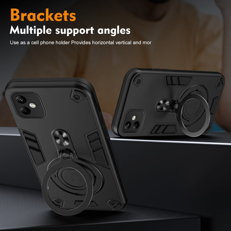 For Samsung Galaxy A05 Metal Ring 360 Degree Rotating Holder PC Hybrid TPU Phone Case